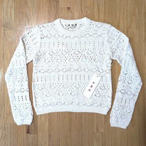 AMO Harris Pointelle Sweater in White Size S (NEW WITH TAGS)